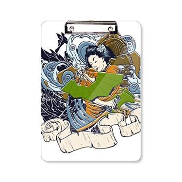 Imagem de Quimono Japonês Feminino Samurai Espada Prancheta Pasta Escreva Placa de Apoio A4
