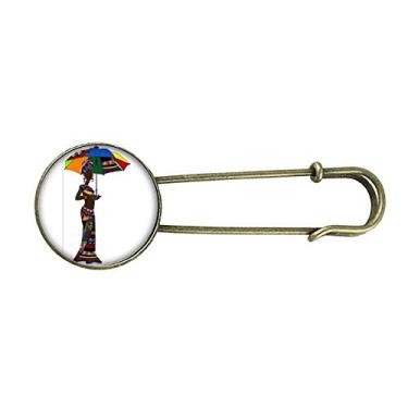 Imagem de Vestidos femininos negros aborígenes africanos retrô com broche de metal