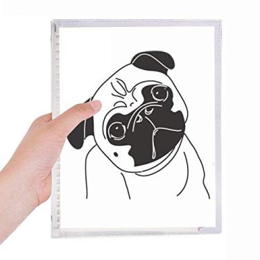 Imagem de Caderno com estampa de ilustração de cachorro desenho preto, folhas soltas, diário recarregável, papelaria