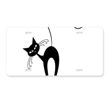 Imagem de DIYthinker Placa de carro com silhueta de animal de Halloween, cabeça inclinada, acessório de aço inoxidável para decoração de carro