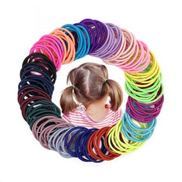 Imagem de Joyeah Laços de cabelo pequenos elásticos para crianças pequenas faixas de cabelo sem costura suportes de rabo de cavalo para crianças meninas (diâmetro 2 cm 200 peças)