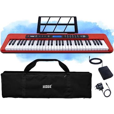 Imagem de Kit Teclado Musical Eletrônico Kobe KB-300 5/8 61 Teclas Sensíveis ao Toque com Pedal Sustain e Capa Preta