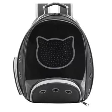 Imagem de Mochila para gatos e cães ate 7 kg, bolsa de transporte respirável para animais de estimação, mochila cápsula espacial para viagens (Preto)