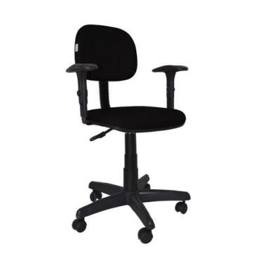 Imagem de Cadeira Secretaria Bolt com Braco Regulavel - Maiart, Preto, Couro Sin