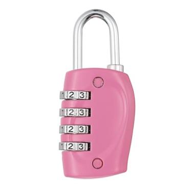 Imagem de PATIKIL Fechadura de combinação, cadeado externo de 4 dígitos à prova d'água para mala de bagagem, armário de academia, cerca, armários de arquivo, caixa de ferramentas, portão, rosa