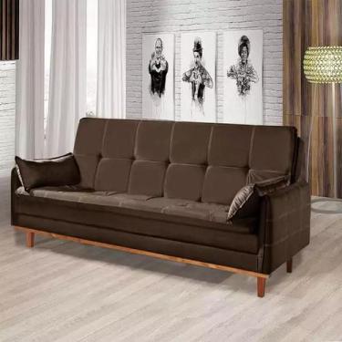 Imagem de Sofá Cama Congonhas 204cm Tecido Suede - Casa & Coisas, Suede Marrom 2