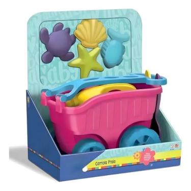 Imagem de Carriola De Praia Balde Regador Formas Divertoys Pink 8285 - Surprise