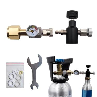 Imagem de Aopkeo Kit de estação de recarga de cilindro de CO2 de água com gás conector adaptador CGA320 calibre de 2000psi de grande tanque de dióxido de carbono a garrafa pequena de enchimento com válvula de