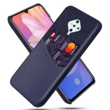 Imagem de Capa para VIVO V15 PRO,Tela e tampa de couro PU,Anti-deslizante,Resistência à impressão digital,Caso de proteção de 360°com 1 slot de cartão atrás-Blue