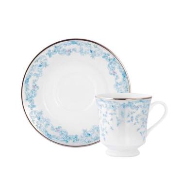 Imagem de Xicara Chá com Pires 200ml Porcelana Schmidt - Dec. Sensile Blu 2424, 