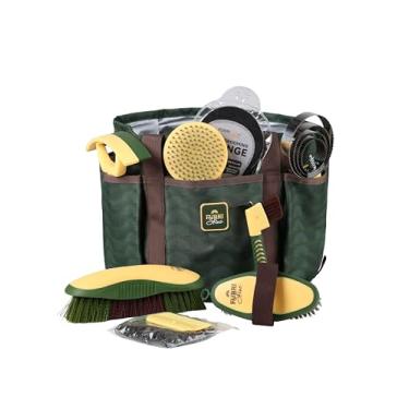 Imagem de Furrishine 9 peças kit de cuidados para cavalos, pente de curry, raspador de suor, utensílios de banho para cavalos, ferramentas de cuidados com bolsa de armazenamento para pasto