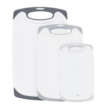 Imagem de Glad Tábuas de corte para cozinha – Conjunto de tábua de corte de 3 peças com ranhuras de suco e alças antiderrapantes – Tamanhos variados para carne, legumes e frutas – Não poroso, pode ir à