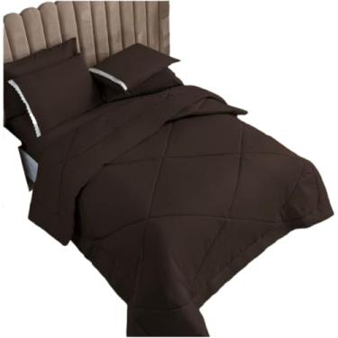 Imagem de Kit Edredom PeçAs Dupla Face - Conjunto Para Cama Com Fronhas - Decor Para Quarto(Tabaco,Kit Edredom 06 Peças)