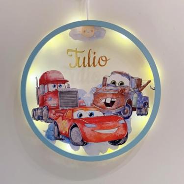 Imagem de Porta Maternidade Carros Acrílico e Espelho Led