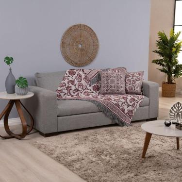 Imagem de Kit Xale Com Almofadas Grécia Jacquard Dupla Face 5 Peças Variação: Vinho