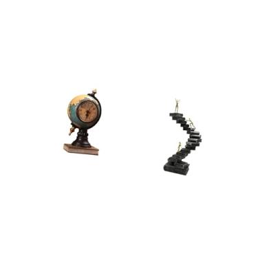 Imagem de Fenteer Relógio de Mesa Moderno em Forma de Globo Terrestre, Peça Colecionável, Artesanato Artístico, Ornamento para Prateleira, Escritório, Lareira, Quarto,