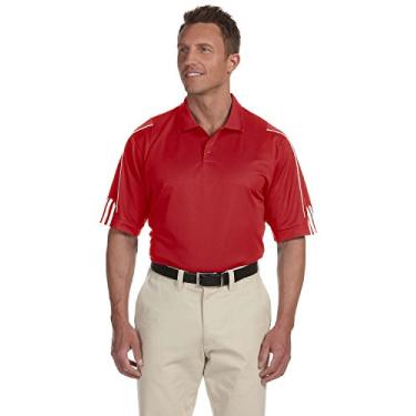 Imagem de (XX-Large, University Red/ White) - Adidas Golf A76 Men's ClimaLite 3-Stripes Cuff Polo