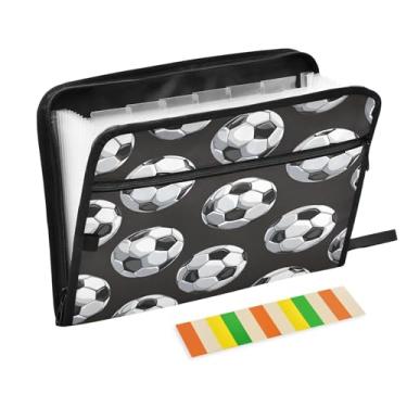 Imagem de CEBUGI Pasta expansível de 13 bolsos, impermeável, sanfonada, organizador de arquivos com etiquetas tamanho A4, organizador de documentos de papel para escola, material de escritório, futebol