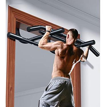 Imagem de YYBOES Barra de puxar montada na parede haste de puxar multifuncional para porta equipamento de fitness doméstico adequado para ginástica em casa fitness (preto branco) (cor: branco)