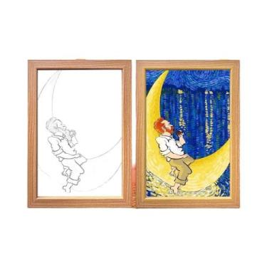 Imagem de Quadro De Luz LED Céu Estrelado Luminária De Lua Arte De Parede Para D