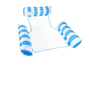 Imagem de Boia Inflavel Piscina Adulto Cadeira Espreguiçadeira Listrada Apoio Cabeça Braço (Azul)