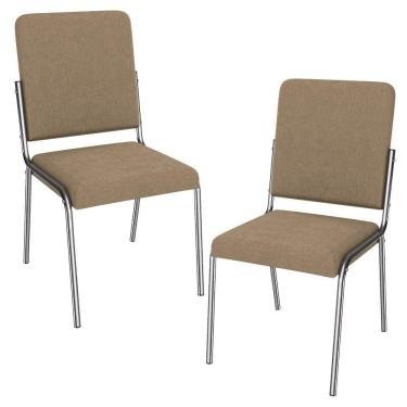 Imagem de Kit 2 Cadeiras Cromada Sala Jantar 2C129CR Corino Kappesberg Capuccino