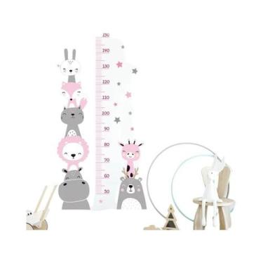 Imagem de Adesivos De Parede Para Quarto Infantil Com Régua De Altura De Animais
