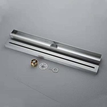 Imagem de Sifão de piso preto fosco para banheiro dreno de piso linear 2,0 mm de espessura de aço inoxidável dreno de piso para chuveiro conjunto de sifão de banheiro, arma cinza 60