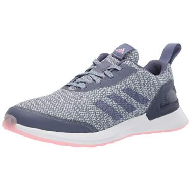 Imagem de adidas Tênis de corrida infantil unissex RapidaRun Wide, Índigo cru/cinza cinza/rosa verdadeiro, 4.5 Big Kid