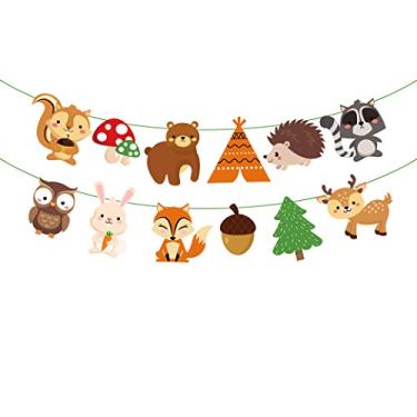 Imagem de Banner para meninos e meninas, acampamento, Woodland, decoração de chá de bebê, decoração de chá de bebê, lembrancinha de animais da Floresta da CC Home