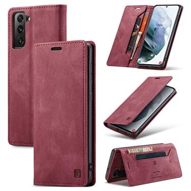 Imagem de Capa magnética para Samsung Galaxy S21 Note 20 Ultra S20 FE S10 S9 S8 Plus A13 A23 A33 A53 A32 A51 Capa de cartão de carteira de couro, vermelho A01, para Note20 Ultra