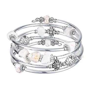Imagem de FULU AUTUMN Pulseiras com contas para mulheres pulseiras de prata para mulheres bijuteria de fantasia presente moderno, 7IN, Pedra, Sem pedras preciosas