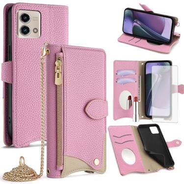 Imagem de Asuwish Capa de telefone para Motorola Moto G Stylus 5G 2023 capa carteira com protetor de tela de vidro temperado e capa flip espelhada, compartimento para cartão, suporte, alça transversal, celular