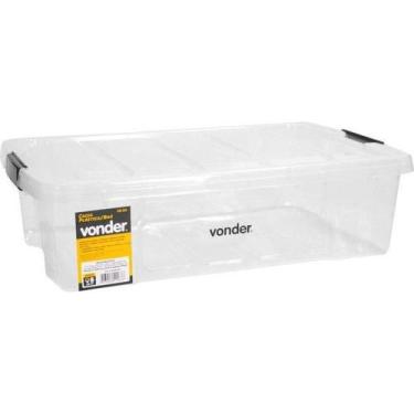 Imagem de Caixa plástica ferram baú 620x405x175mm s/ alça transp - Vonder