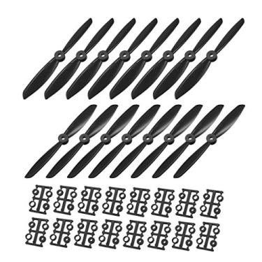 Imagem de uxcell Hélices RC CW CCW 6045 6x4,5 polegadas Quadricóptero de 2 palhetas para brinquedo de avião, nylon preto, 8 pares com anéis adaptadores