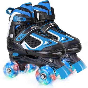 Imagem de Patins Nattork para meninas e meninos, 4 tamanhos de patins ajustáveis para crianças com todas as rodas que acendem, proteção total para crianças em ambientes internos e externos