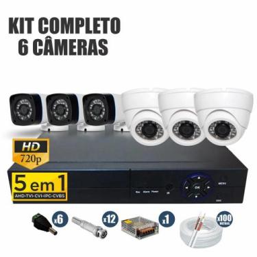 Imagem de Kit cftv completo 6 câmeras ahd 720p dvr 8 canais - Protec