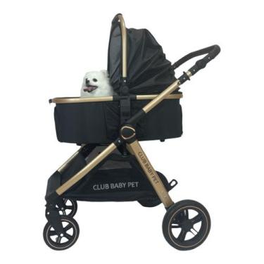 Imagem de Carrinho Club Baby 3em1 Preto para Passeios Pets Cães/Gatos, Preto