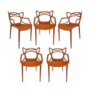 Imagem de Kit 5 Cadeiras Allegra Terracota Restaurante Empilhavel Jantar Pub Doc