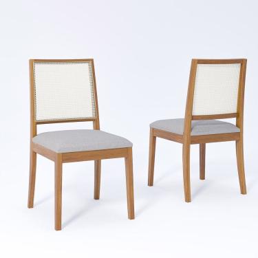 Imagem de Jogo com 2 Cadeiras de Jantar Marcela 86cm x 46cm x 54cm Madeira/cinza