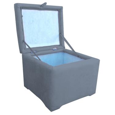 Imagem de  Puff Baú Porta Suitte Objetos 45x45x45cm Cinza