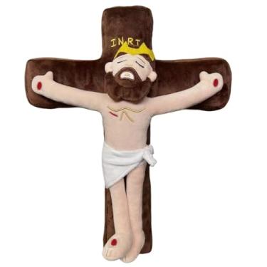 Imagem de Pelúcia Jesus e Virgem Maria – Estilo Criativo Religioso | Cristo Salvador com Sorriso | Presente Bíblico para Crianças e Fãs de Histórias Sagradas (Jesus crucificado)