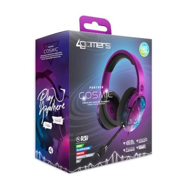 Imagem de 4Gamers Fone de ouvido Panther Cosmic Over Ear Gaming compatível com consoles PC com microfone flexível, conector de 3,5 mm, cabo de 1,5 m, leve, confortável e durável