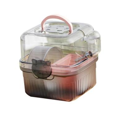 Imagem de Baoblaze Gaiola para hamster, estojo compacto para transporte de pequenos animais, caixa de transporte para viagem, Guiné, casa de férias ao ar livre, Rosa