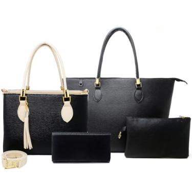 Imagem de Kit 4 Bolsas Anjik, bolsas Elegantes, Kit completo Bolsa Anjik Média+Carteira+Sacola Anjik+Necessaire ! (Preto Marfim,único)