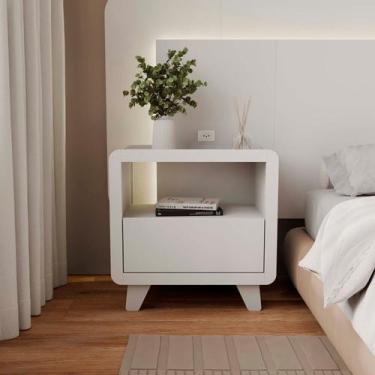Imagem de Mesa de Cabeceira 55cm com Gaveta e Nicho 100% Mdf Padrão Planejados M