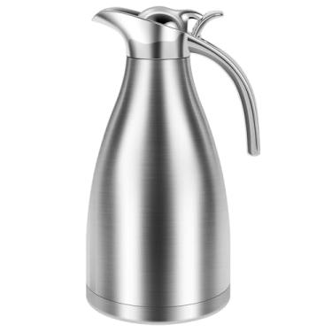 Imagem de Jarra térmica de café, jarra de café térmica de 2 L, garrafa de café com isolamento de aço inoxidável, pote de café isolado de parede dupla, frasco térmico à prova de vazamento para café e chá (prata)
