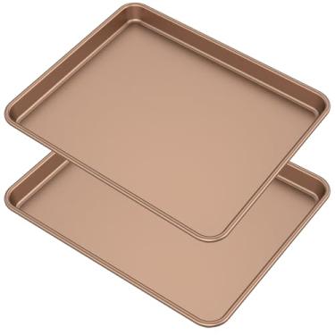 Imagem de Conjunto de 2 formas de assadeira de aço carbono, conjunto de assadeiras antiaderentes, assadeiras para forno, conjunto de assadeiras, 32 x 27 cm