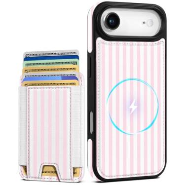Imagem de Shorogyt Capa carteira para iPhone Air – Serve para 7 cartões, compatível com Magsafe Suporte magnético destacável para cartão de crédito de couro bonito capa de telefone feminina meninas para Apple