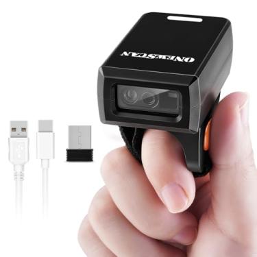 Imagem de Scanner de código de barras 2D Bluetooth, leitor de código de barras portátil sem fio, mini leitor de código de barras 1D 2D QR com anel de conexão sem fio e com fio 2,4 G leitor de código de barras